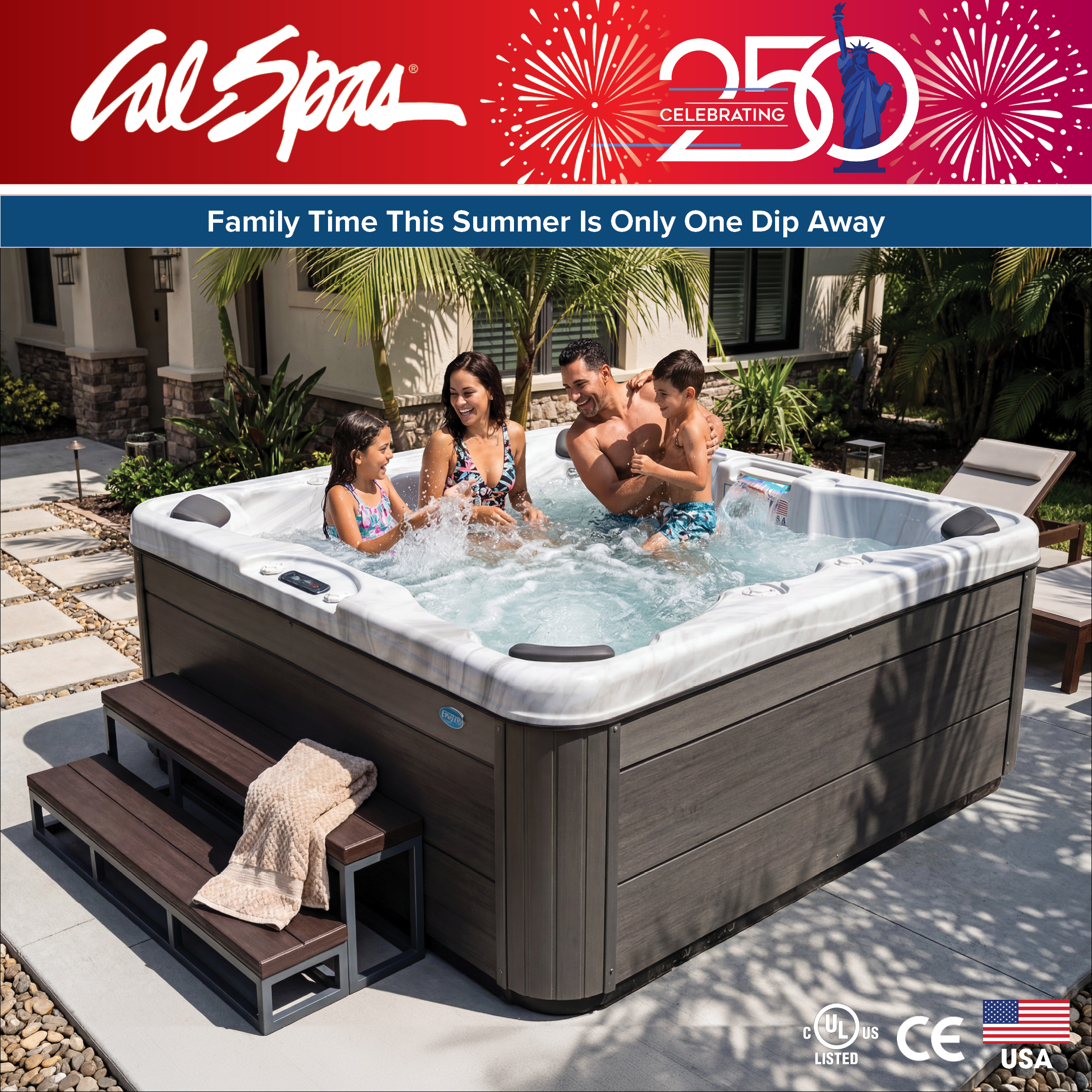 Calspas hot tub being used in a family setting - Fremont